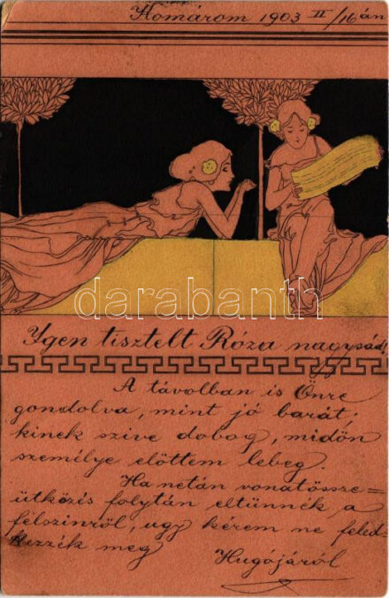 1903 Art Nouveau lady art postcard. litho - Raphael Kirchner style (EK)