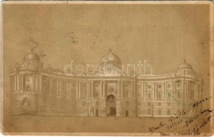 1901 Wien, Vienna, Bécs; Hofburg, Franz Joseph I of Austria, Kosmos hold to light litho (EB)
