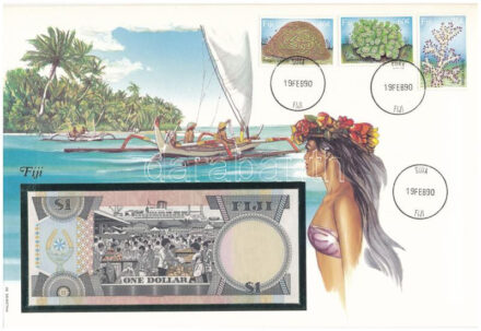 Fidzsi-szigetek 1987. 1$ borítékban, alkalmi bélyeggel és bélyegzéssel T:I Fiji 1987. 1 Dollar in envelope with stamps and cancellations C:UNC