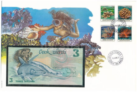 Cook-szigetek 1992. 3$ felbélyegzett borítékban, bélyegzéssel T:I Cook Islands 1992. 3 Dollars in envelope with stamp and cancellation C:UNC