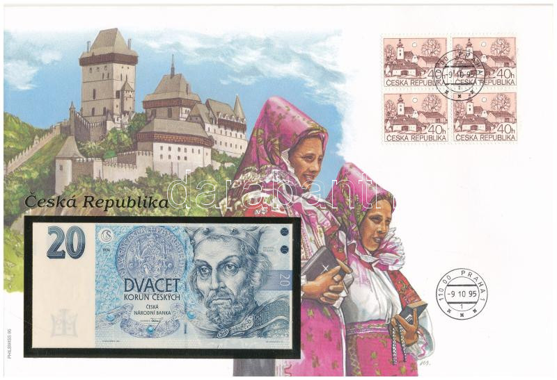 Csehország 1994. 20K felbélyegzett borítékban, bélyegzéssel T:I Czech Republic 1994. 20 Korun in envelope with stamp and cancellation C:UNC