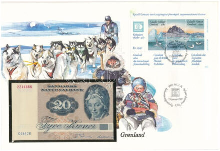 Dánia 1972. 20K borítékon grönlandi bélyeggel, bélyegzéssel T:I Denmark 1972. 20 Kroner in envelope with Greenlandic stamp and cancellation C:UNC