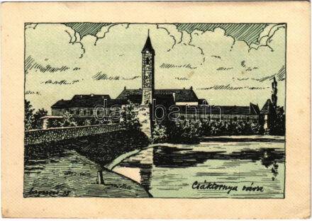 Csáktornya, Cakovec; Csáktornya vára. Kiadja a Délvidéki Egyetemi és Főiskolai Hallgatók Egyesülete / Zrinski castle, irredenta art postcard s: Lamoss (EK)