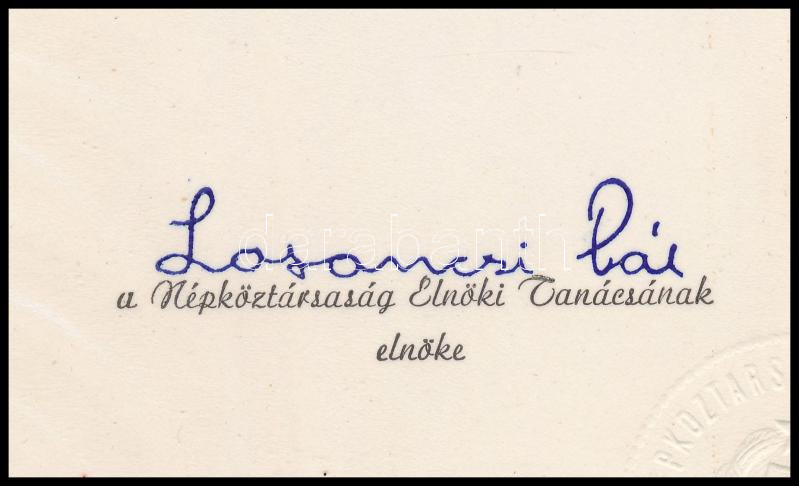cca 1960-1980 3 db kitüntetés adományozó Dobi István és Losonci Pál aláírásaival