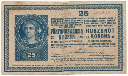 1918. 25K '??05' 3mm, hullámos hátlap T:V ragasztott, hátoldalán írás Adamo K22/4
