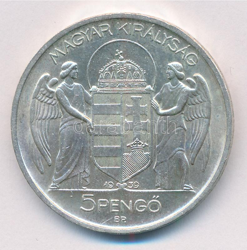 1939. 5P Ag 'Horthy balra' T:1- patina Adamo P8.2 - Image 2