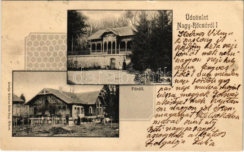 Nagyrőce, Nagy-Rőcze, Gross-Rauschenbach, Velká Revúca; Nagyrőczei vasas gyógyfürdő. Büchler Béla kiadása / spa, bath (r)