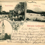 1903 Leibic, Leibicz, Leibitz, Lubica; Tűzoltószertár, Evangélikus templom, Csorba-tó télen. Kiadja Ludwig Götz / Requisitenhaus, Ev. Kirche, Csorbaer-See / firefighter depot, fire station, Lutheran church, Strbské pleso lake in winter. Art