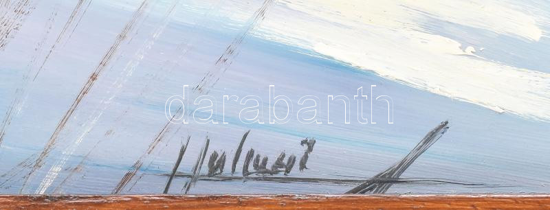 Halmai Attila (?-): Téli táj. Olaj, farost. Jelzett. 50×70 cm. Dekoratív fakeretben. - Image 2