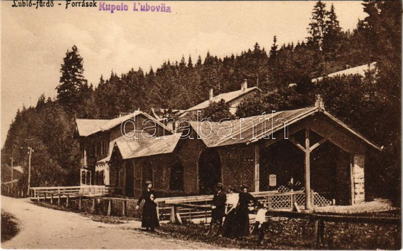 Lublófüred, Lubló-fürdő, Kúpele Lubovna (Ólubló, Stará Lubovna); Források / spa, spring source (ragasztónyom / glue marks)
