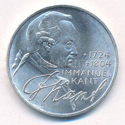 Német Szövetségi Köztársaság 1974D 5M Ag 'Immanuel Kant születésének 250. évfordulója' T:1-,2 FRG 1974D 5 Mark Ag '250th Anniversary - Birth of Immanuel Kant' C:AU,XF Krause KM#139