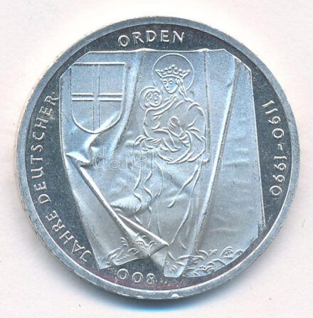NSZK 1990J 10M Ag '800 éves a Német Lovagrend' T:1- FRG 1990J 10 Mark Ag '800th Anniversary - The Teutonic Order' C:AU Krause KM#176
