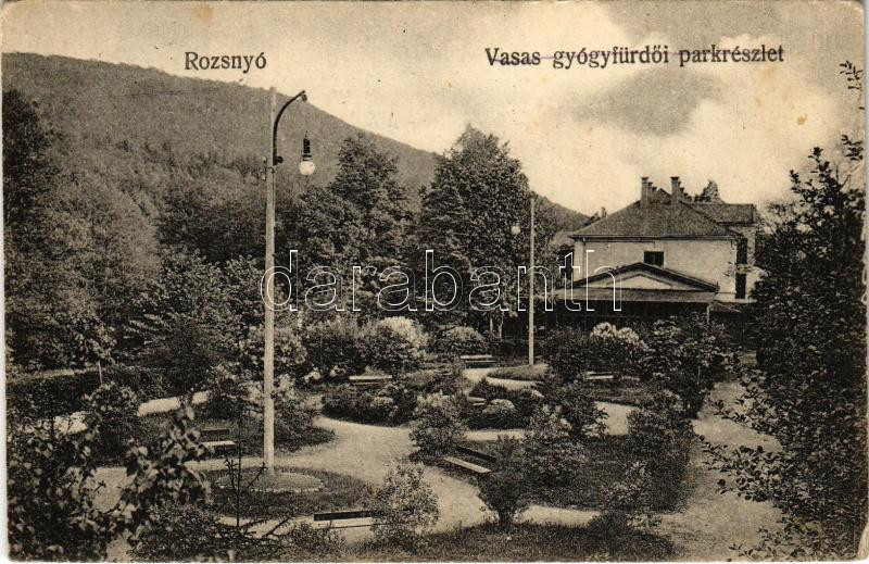 1919 Rozsnyó, Roznava; Vasas gyógyfürdő, park részlet / spa, bathhouse, park + '2. setnina 2. ceskoslov. pluku' (EK)