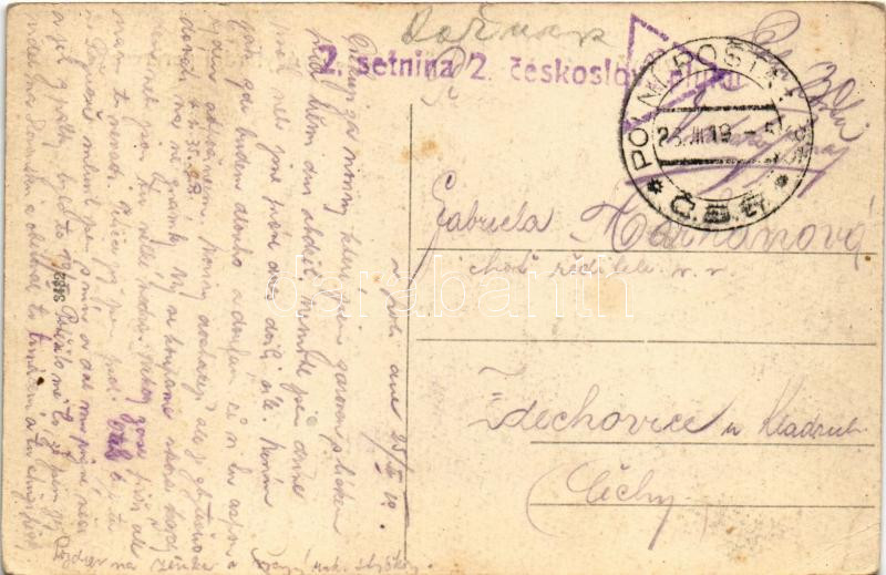 1919 Rozsnyó, Roznava; Vasas gyógyfürdő, park részlet / spa, bathhouse, park + '2. setnina 2. ceskoslov. pluku' (EK) - Image 2