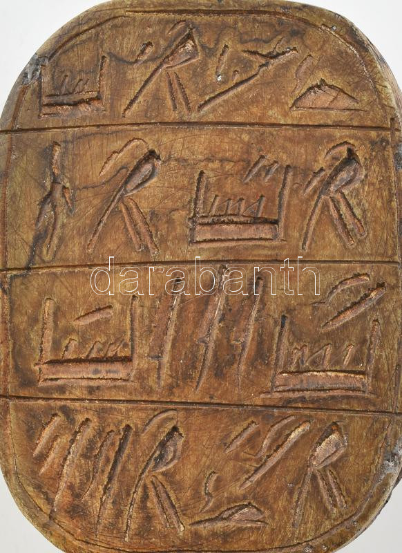 Egyiptomi szkarabeusz bogár levélnehezék, faragott zsírkő, 9x7cm - Image 3