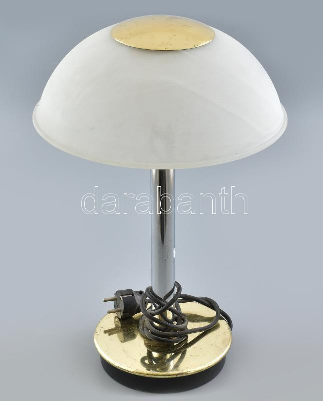 Art deco fazonú styl lámpa. Réz. füstüveg. d: 30 cm, m: 46 cm