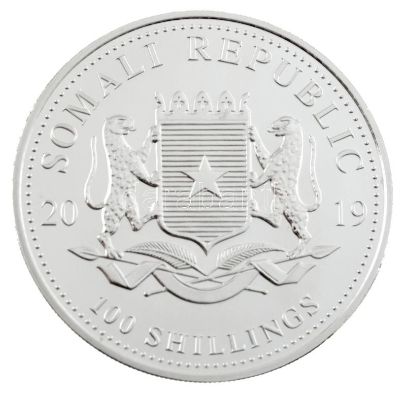 Szomália 2019. 100Sch Ag 'Afrikai vadvilág- leopárd' (1oz/0.999) T:PP Somali Republic 2019. 100 Schillings Ag 'African Wildlife- Leopard' (1oz/0.999) C:PP - Image 2