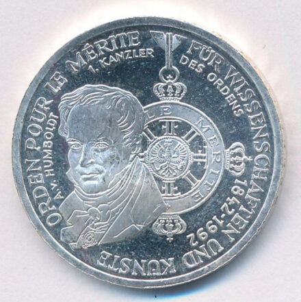 Németország 1992D 10M Ag 'Pour le Mérite' T:1- kis karc Germany 1992D 10 Mark Ag 'Pour le Mérite' C:AU small scratch Krause KM#179