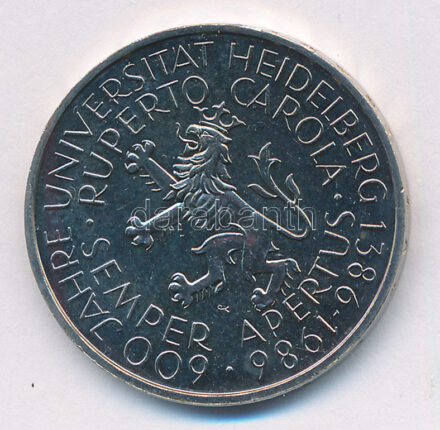 Német Szövetségi Köztársaság 1986D 5M Cu-Ni '600 éves a Heidelberg Egyetem' T:1 Federal Republic of Germany 1986D 5 Mark Cu-Ni '600th Anniversary - Heidelberg University' C:UNC Krause KM#164