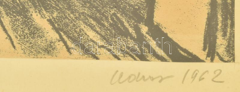 Lavotha Géza (1926-1999): Udvar, 1962. Monotípia, papír. Jelzett. 20,5x29 cm. Üvegezett fakeretben. - Image 2