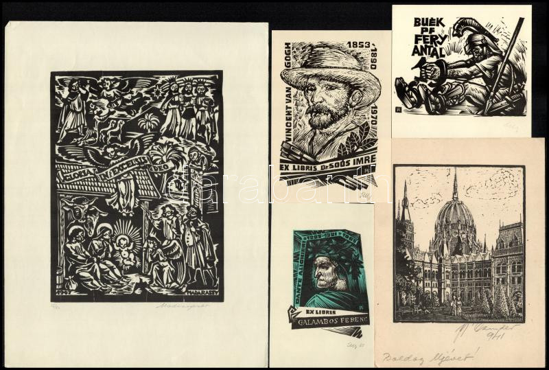 Fery Antal 13 db jelzett ex libris és kisgrafika, benne erotikus és egyéb jó motívumok. Jelzettek. 14x19 cm-ig - Image 2