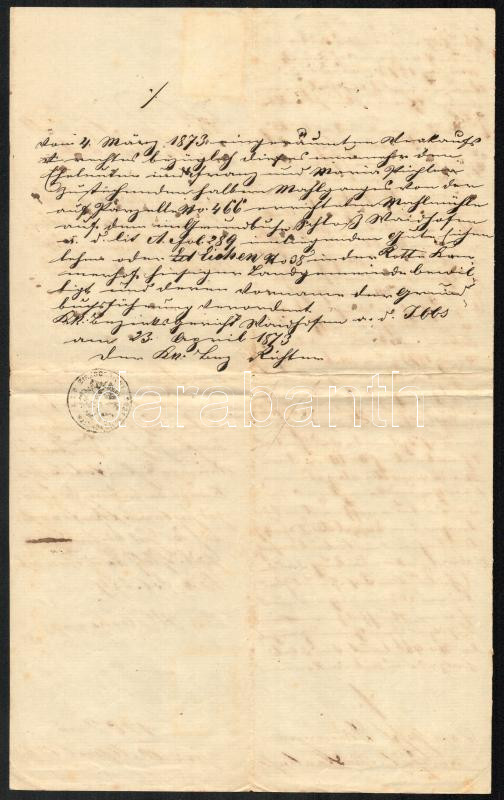 1870-73 15kr CM illetékbélyeg okmányon Waidhofen. / 15 kr Convention Munze fiscal, on document 2 db - Image 3