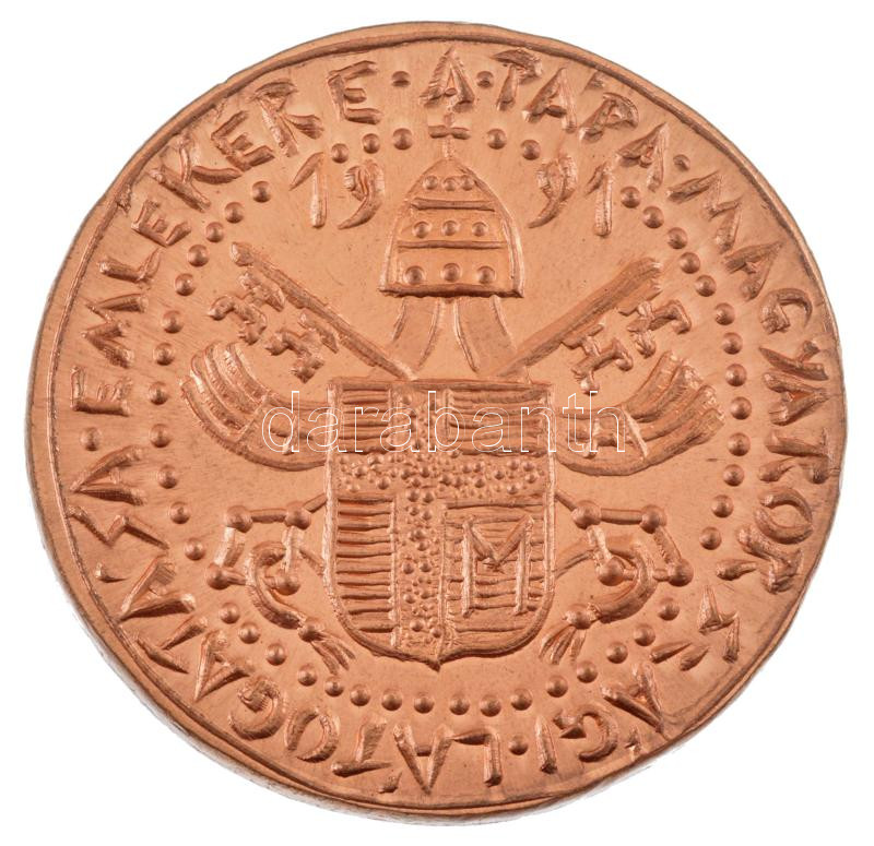 ifj. Szlávics László (1959-) 1991. 'Totus tuus - II. János Pál / A pápa magyarországi látogatása emlékére - 1991' ezüstözött bronz emlékérem (51mm) T:1 - Image 2