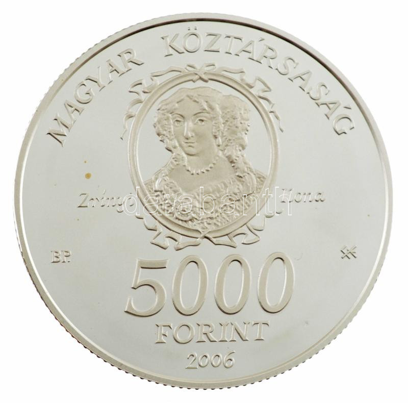 2006. 5000Ft Ag 'Munkácsi vár, Zrínyi Ilona' kapszulában, tanúsítvánnyal T:PP apró fo. Adamo EM202