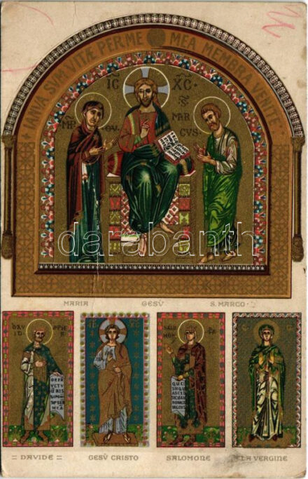 Venezia, Venice; Basilica di S. Marco, Mosaico (all'interno). A. Scrocchi Art Nouveau, litho (crease)