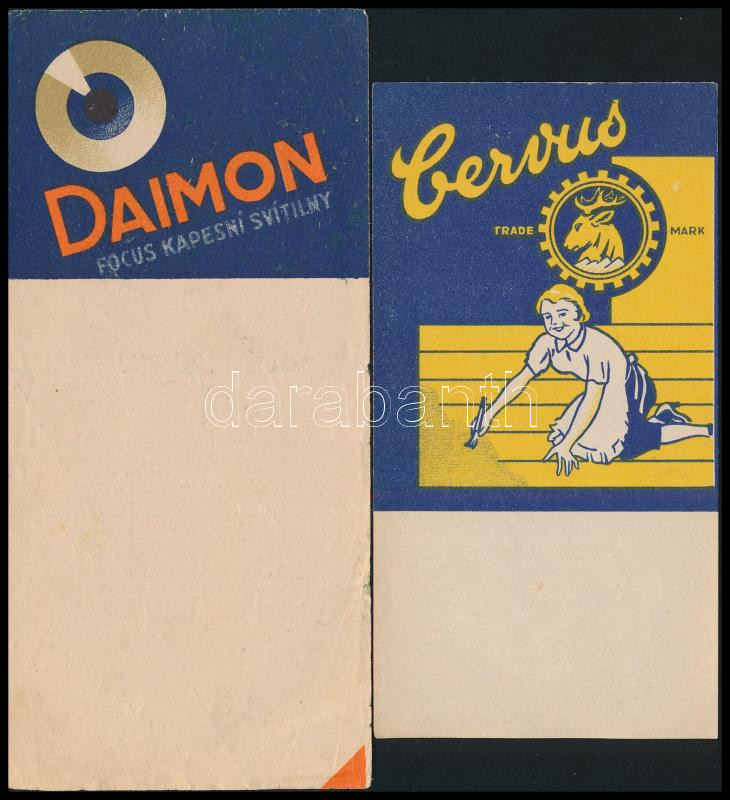 2 db art deco számolócédula (Cervus, Daimon)