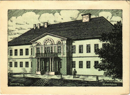 Fehértemplom, Ung. Weisskirchen, Bela Crkva; Városháza. Kiadja a Délvidéki Egyetemi és Főiskolai Hallgatók Egyesülete / Hungarian irredenta propaganda, town hall s: Lamoss (EK)