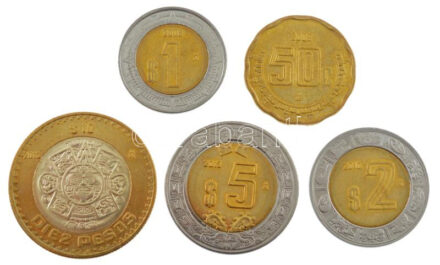 Mexikó 2006-2013. 50c-10P (5xklf) T:1-2 Mexico 2006-2013. 50 Centavos - 10 Pesos (5xdiff) C:UNC-XF