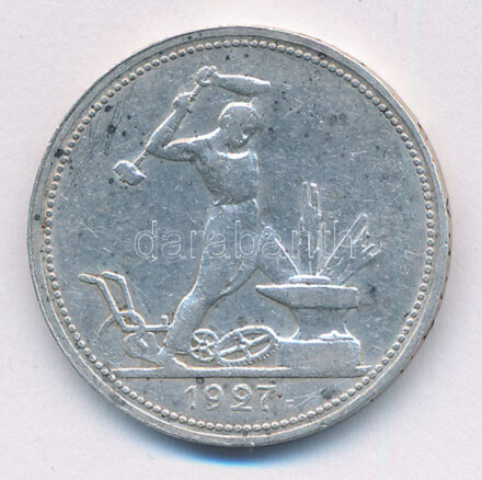 Szovjetunió 1927. 1P (50k) Ag T:2,2- Soviet Union 1927. 1 Poltinnik (50 Kopecks) Ag C:XF,VF Krause Y#89.2