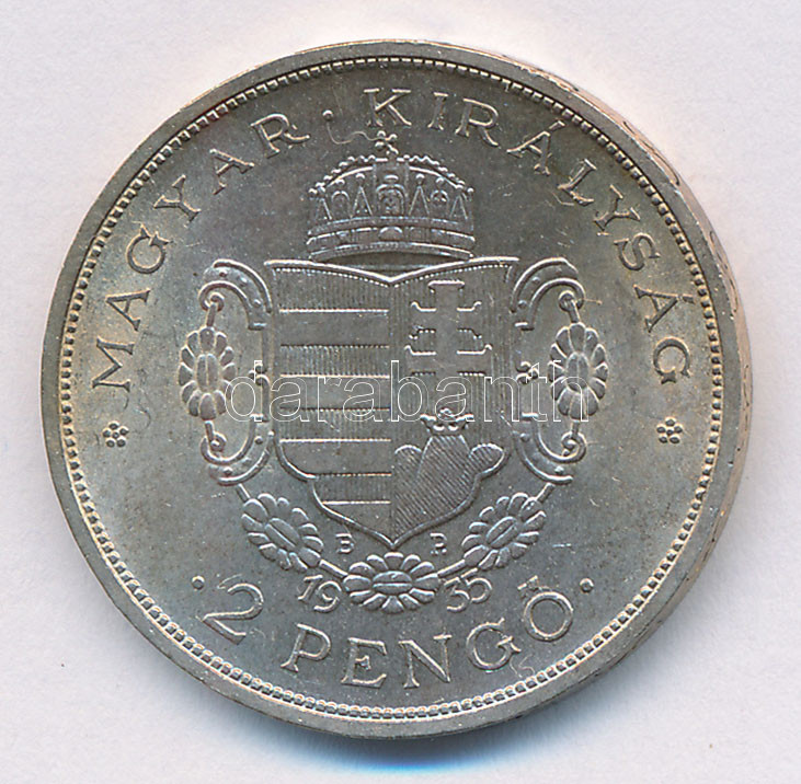 1935. 2P Ag 'Rákóczi' T:1- kis patina Adamo P7.2 - Image 2