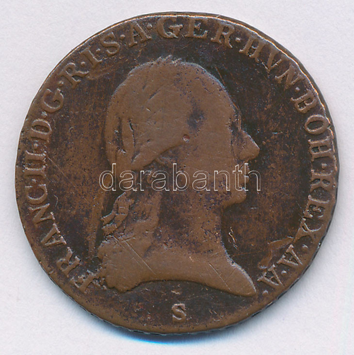 1800G 3kr Cu 'I. Ferenc' T:2,2- Huszár: 2025., Unger III.: 1401.d