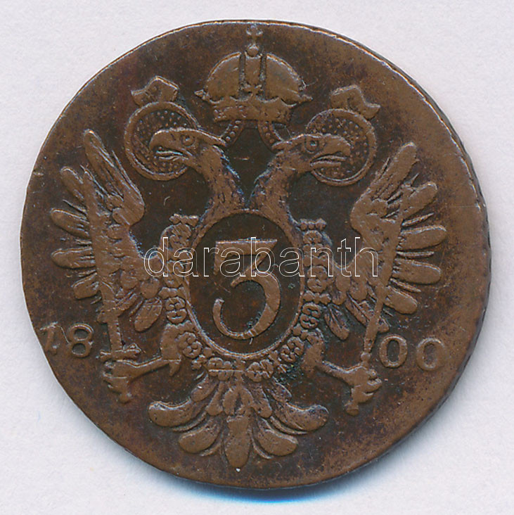 1800G 3kr Cu 'I. Ferenc' T:2,2- Huszár: 2025., Unger III.: 1401.d - Image 2