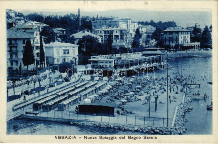 Abbazia, Opatija; Nuova Spiaggia del Bagno Savoia / strand, fürdőzők / beach, bathers