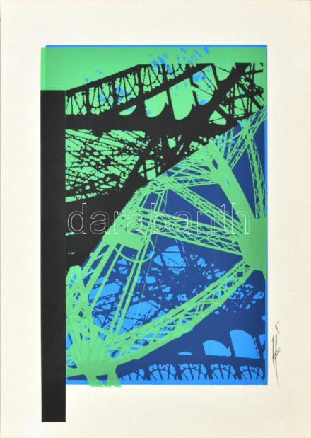 Hervé, Rodolf (1957-2000): Eiffel-torony. Szitanyomat, papír, jelzett. 36x22 cm. / Hervé, Rodolf (1957-2000): Eiffel-tower. Screenprint on paper, signed, 36x22 cm.