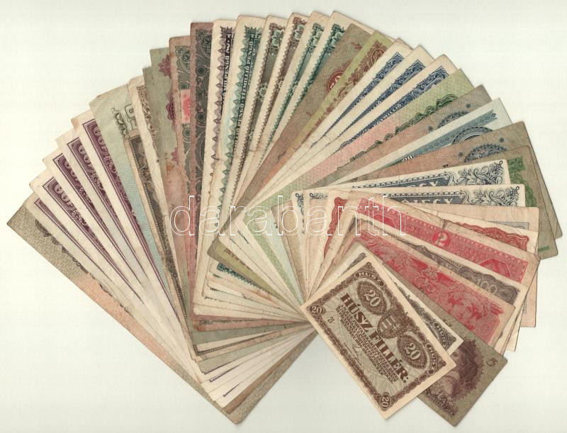 39db-os vegyes korona, pengő, forint bankjegy tétel T:vegyes