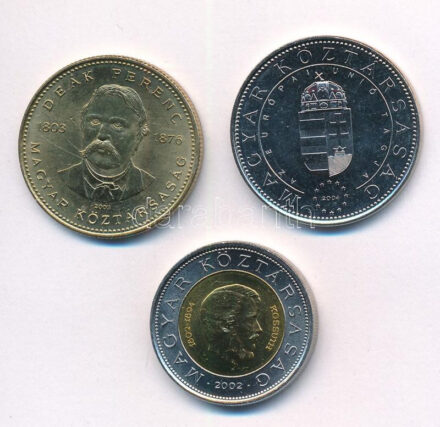 2002. 100Ft 'Kossuth' + 2003. 20Ft 'Deák' + 2004. 50Ft 'Európai Unió' T:1-