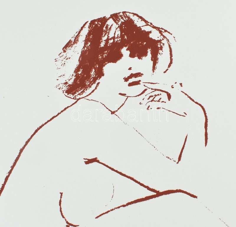Gyémánt László (1935-): Női akt. Szitanyomat, papír, jelzett, művészpéldány E.A./Ex. jelzéssel. Lapméret: 49x65 cm / Screenprint on paper, signed, artist's proof. - Image 2