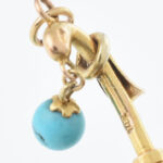 Arany (Au) 14K esernyő függő türkizzel, jelzett, 3,8×1,5 cm, bruttó: 3,3 g - Image 2