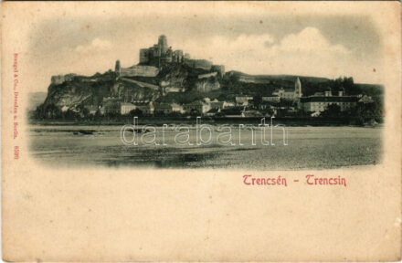 Trencsén, Trencín; vár / Trenciansky hrad / castle, bridge (vágott / cut)