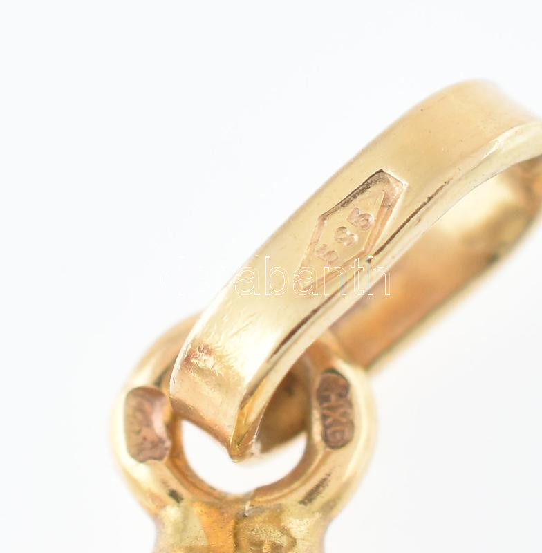 Arany (Au) 14K virág függő, jelzett, 2,2×1,2 cm, nettó: 1,5 g - Image 2