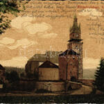 1918 Körmöcbánya, Kremnitz, Kremnica; Vártemplom / castle church (kis szakadás / small tear)