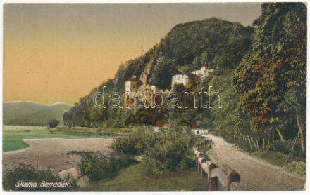 1923 Vágsziklás, Szkalka, Szkalka-Benedek, Skalka nad Váhom; Apátsági romok a Vágvölgyben / Abtei-Ruine, Das Waagtal / abbey ruins in Povazie (ázott / wet damage)