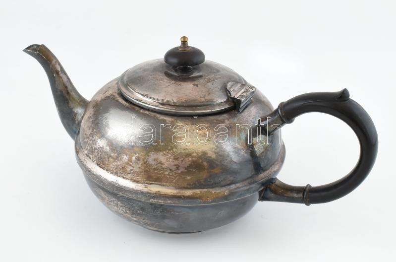 Teáskanna. Alpakka, fa fogóval, Jelzett. 25 cm