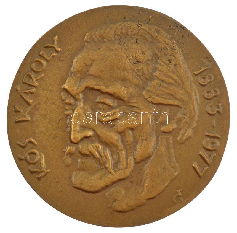 Tőrös Gábor (1934-2021) DN 'Kós Károly 1883-1977' öntött bronz emlékérem (115mm) T:1 hátoldalán furat.