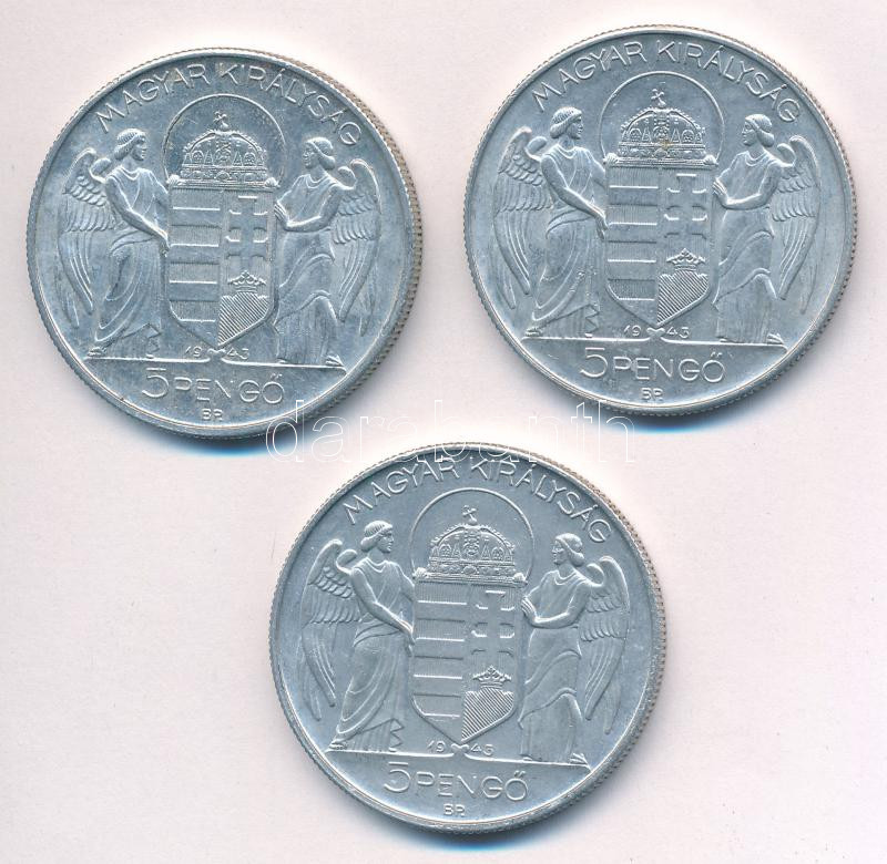 1943. 5P Al 'Horthy Miklós születésének 75. évfordulójára' (3x) T:1-,2 Adamo P8.3 - Image 2