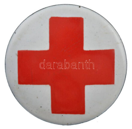 DN 'Vöröskereszt' nagyobb méretű, zománcozott fém jelvény (60mm) T:1-,2